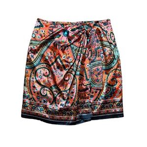 Red Wrap Bohemian Mini Skirt M